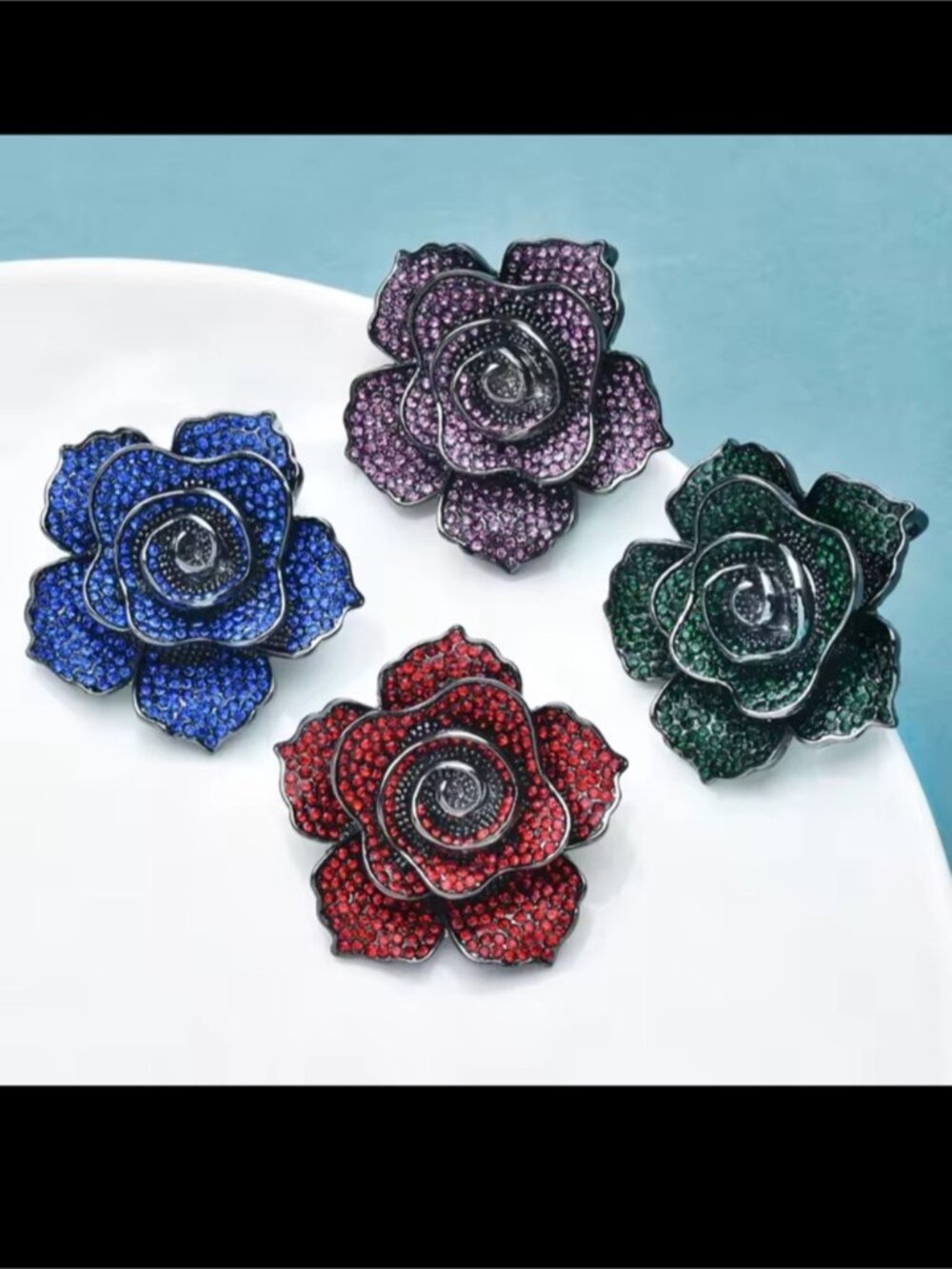 Red Rose Crystal Brooch - Picture 5 of 6